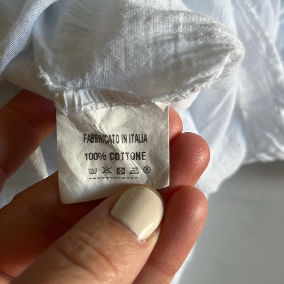 MADE IN ITALY 100% Cotton Sleeveless Midi Dress Swim Cover Up Light Blue No Size - Picture 7 of 7